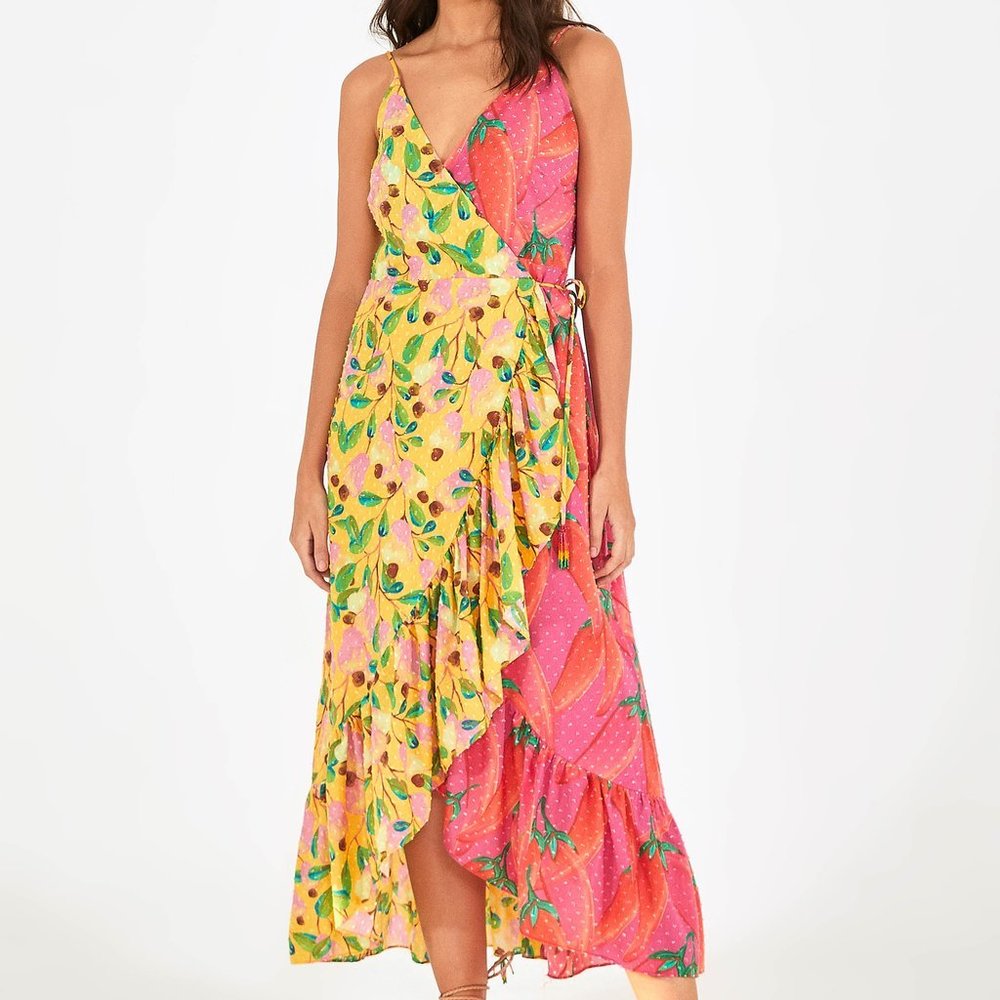 FINAL PRICE FARM Rio Garden Mix Wrap Dress